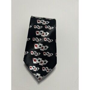 A Xiong Tie Playing Cards Necktie Black Background Poker
